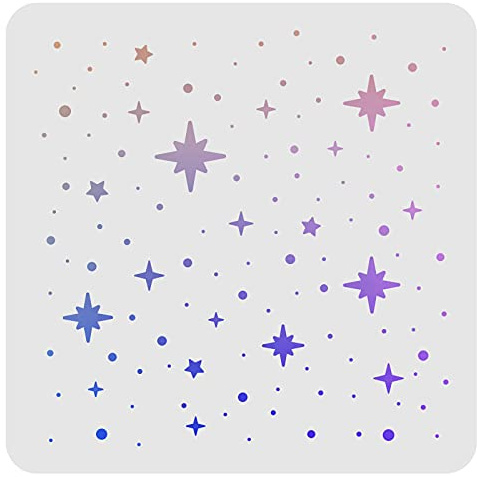 FINGERINSPIRE - Juego de plantillas plásticas reutilizables para dibujar con diseño de estrellas, plantillas de 30 x 30 cm para pintar, cocinar, manualidades, o para decoración de pared o muebles