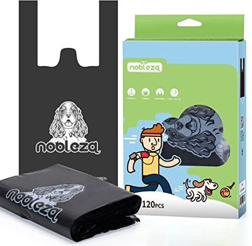 Nobleza Hundekotbeutel mit Henkel, Extra dicker und Stark Auslaufsicherer Kotbeutel für Hunde, Unscented Hundebeutel Kot, Extrem Reißfest Hundebeutel dog poop bags - 18 x 34 cm, Extra Groß, 120 Stück
