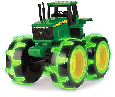 TOMY Monster Treads Lightning Wheels - John Deere Tractor - Motion Activated Light Up Monster Truck Toy - John Deere Tractor Toys - Frustration Free - Ages 3 Years and Up