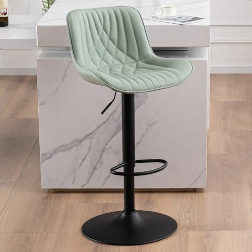 YOUTASTE Barhocker Einzeln, Barstuhl Höhenverstellbar mit PU-Bezug, Drehbare Küchenhocker mit Lehne und Fußstütze, Moderner Bar Stool für Bar, Theke und Küche, MintGrün