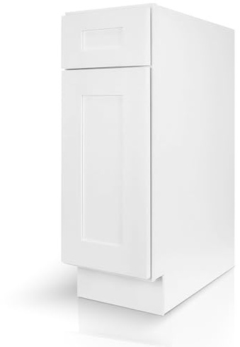 Hollywood Fabiani Design Base Kitchen Cabinet 9 in. W x 24 in. D x 34.5 in. H in Shaker White Ready to Assemble