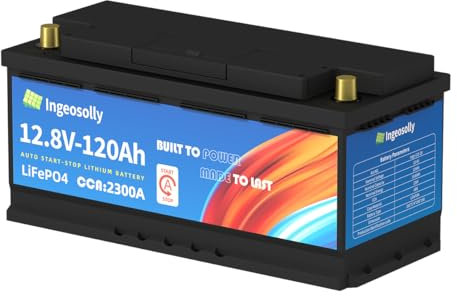 12 V 120 Ah LiFePO4 bil start-stop batteri, 1 536 Wh djupcykel klass A cell bilbatterier CCA2300 uppladdningsbar bil startlitiumbatteri med BMS