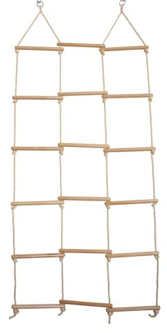 Stabile Kletterwand Strickleiter für Kinder aus Holz mit 18 Sprossen 75 kg Tragkraft Qualitäts Produkt von emwe - 22121