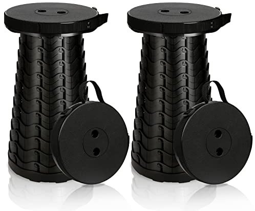 Fiqops 2 x bärbar hopfällbar pall vikbar lastkapacitet 180 kg, lätt vikbar pall, 6–44 cm justerbar teleskoppall, campingpall utdragbar för camping trädgård fiske blå