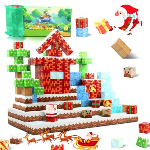 Uiczdry 120 Stück Magnetische Bausteine, 2.3CM/Stück Magnetic Building Blocks, Bausteine Set Weihnachten für Jungen und Mädchen im Alter von 3 4 5 6 7, Kreative Spielzeug ab 3 Jahren für Kinder