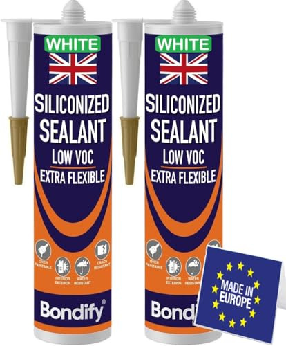 BONDIFY Sigillante Impermeabile per Finestre Bianco, Interni Esterni Silicone Acrilico Verniciabile Bianco 500g x 2 SENZA SOLVENTI Silicone Acrilico Sigillante per Crepe e Fessure, Bagno Cucina, Porta