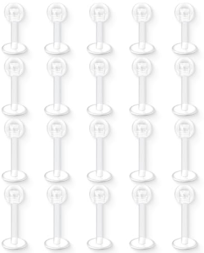 NJCXOLA 20 piercing tragus,piercing corps transparent épingle à sourcils bijoux accessoires lèvres plat en bas épingle à nez épingle à lèvres acrylique