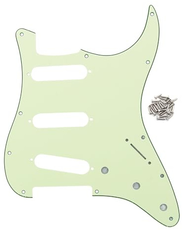 FLEOR 11 Holes ST Style Pickguard SSS Guitar Pickguard Pick Guard Scratchplate with Screws Set,3Ply Mint Green