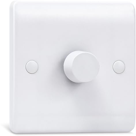 Interruttore della luce, interruttore dimmer a parete singola per lampadine LED, alogene e a incandescenza, tecnologia Trailing Edge, 1 banda, interruttore rotativo a 1 via/2 vie (3-100 W)