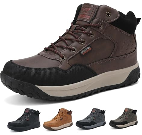 ARRIGO BELLO Scarpe Invernali Uomo Stivali Neve Foderati di Caldo Scarpe Trekking Alpinismo Antiscivolo 41-46 (Marrone 43)