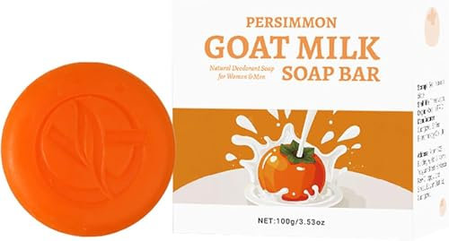 Saponetta al latte di capra al cachi, detergente deodorante per il bagno. Saponetta al cachi per il controllo degli odori corporei. Leviga la pelle e illumina, adatta a tutti i tipi di pelle.