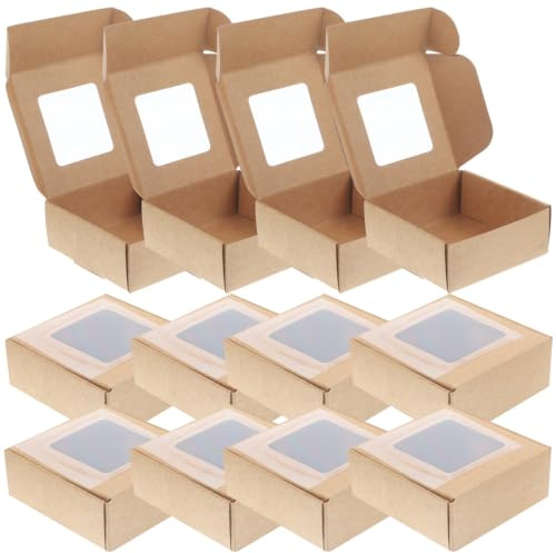 FOMIYES Cajitas Regalo Pequeñas Cajas De CartóN Para Regalo Caja De Envoltura Y Organizador De Joyas MarróN 20 Piezas 2.95 X 2.95 X 1.18 in Para Almacenamiento De Joyas Y JabóN