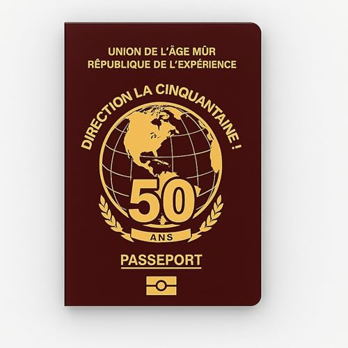 Tarjeta de cumpleaños de 50 años, pasaporte de cumpleaños, libro de visitas, humor para completar, idea de regalo original para hombre y mujer, cuaderno de recuerdos personalizables para fiestas
