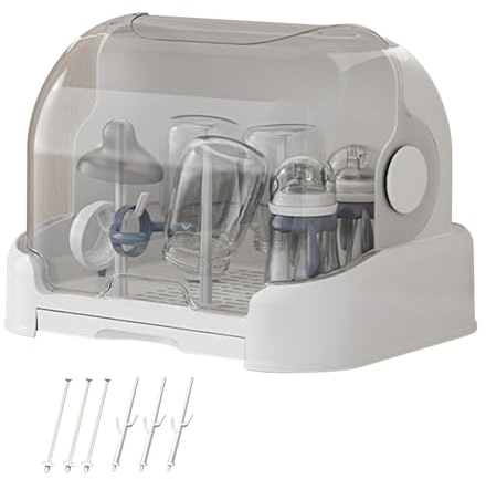 MWZBTG Rangement pour biberons - 31,5 x 25,5 x 25 cm - Avec couvercle - Pour biberon d'allaitement, séchoir - Organisateur de rangement - Peu encombrant - Pour plan de travail, parents, cuisine