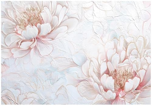 WallArena – fleece fototapet vattenlilja 250 x 175 cm – fototapeter – för vardagsrum sovrum – fibertapet tapet tapet 3D-effekt – inklusive lim – blommor botanisk vit blomma