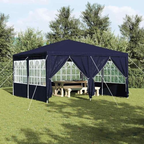 Nqyjm Trädgårdspaviljong utomhus festtält blå 400 x 400 x 266 cm polyeten, paviljong tält tält för bröllop, camping, kommersiella evenemang