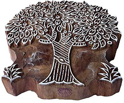 Handcrafted Timbre Impression Gros Arbre feuillu Pattern Grand Bois Bloc