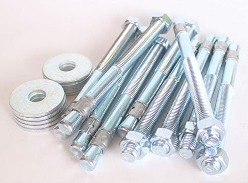 10 X Boulons D'Ancrage M16 183/285 mm Construction en Bois Din 7094 Chevilles pour Charge Lourde Chevilles Traversantes Haute Performance Ancre Goujon Ancrage de la Foudre Galvanisé