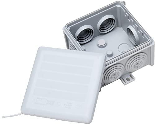 Kopp Abzweigdose Aufputz Feuchtraum, 83 x 83 x 50 mm, IP66, Verbindungsdose mit 7 Kabeleinführungen M25, grau, 351010048