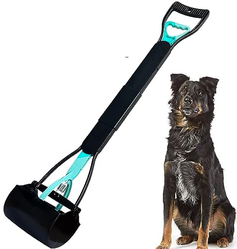 ienjoyed 32 Tall Pooper Scooper, Large Pooper Scooper for Dogs Heavy Duty, Dog Pooper Scooper with Long Handle & High Strength Durable Spring, Foldable Dog Poop Pick Up (Bottom Seamless)