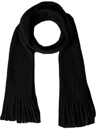 BEARUN Kids Knit Scarf Winter Fashion Solid Color Toddler Baby Scarves Neck Warmer Tassel Scarf for Boys Girls Black