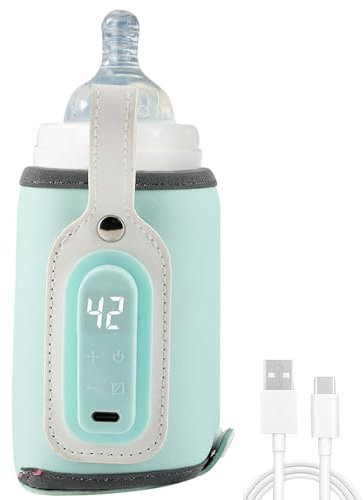 FENYW Flaschenwärmer Baby Unterwegs, 21W Tragbarer Baby Flaschenwärmer mit LCD-Display, 8 Einstellbare Temperatur, USB Babyflaschenwärmer, Milchwärmer für Alle Flaschen Outdoor Auto Reisen(35-50°C)