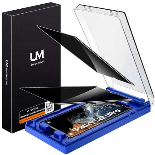 UniqueMe Pellicola Privacy per Samsung S22 Ultra, 2 Pezzi PET Anti-Spia Pellicola Protettiva, Auto Guarigione, 9D Copertura HD Trasparente Protezione Schermo per Samsung S22 Ultra