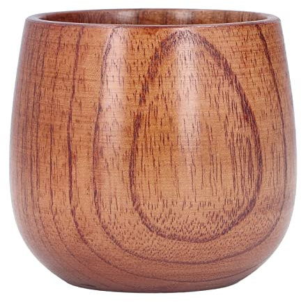 NYSUZHOUJI Tazas de té de madera, tazas de madera maciza de primera calidad, taza de café de vino de té de gran barriga para beber té, café, vino, cerveza, bebidas calientes, sin asa (taza grande)