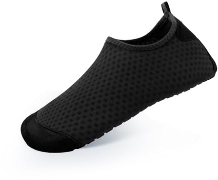 AUFIKR Chaussures aquatiques pieds nus - Chaussettes de yoga à séchage rapide - Pour la plage, la natation, le surf - Pour homme et femme, Noir B21, 38/39 EU