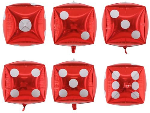 Grandi palloncini a forma di dado, 30,5 cm, decorazioni per feste, dadi gonfiabili 4D in alluminio Mylar per serate di gioco a Las Vegas, compleanno, laurea, ballo di fine anno, forniture per feste