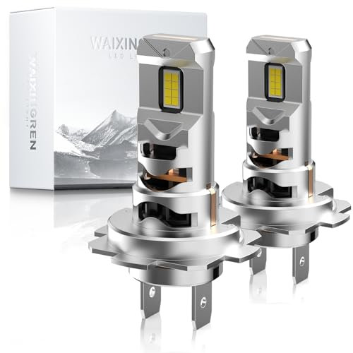 WAIXINGREN H7 Headlight Bulb, 60W 26000LM 400% Ultra Brightness with Fan, 6500K White with High-Efficiency Cooling System, Canbus Ready, Plug and Play, Pack of 2 (H7)