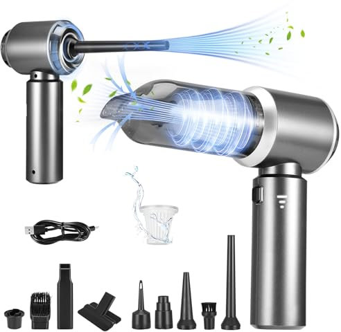 Aspiradora de Mano Potente 15000Pa, Aspiradora de Coche 4 en 1 Batería Inalámbrica, Soplador de Polvo Ligero y Aspiradora con Indicador de Batería para Coche Oficina Uso Hogar Pelo de Mascotas