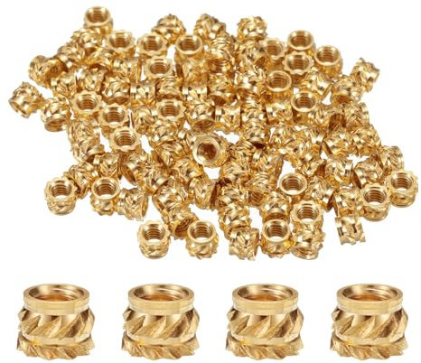 QUARKZMAN 50 piezas de Insertos Roscados de Latón M2.5 para Calentar Insertar M2.5x3mm, OD 4mm Tuercas Insertadas Estriadas, Tuercas de Latón para Impresión 3D con Rosca Hembra Insertada