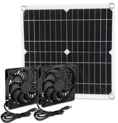 Merautop SJ Ventilateur Alimenté par Panneau Solaire 12 W, Ventilateur d'extraction, Ventilateur Solaire Pour Serre, Chauffage de Poulailler, évacuation de Fenêtre, Remise
