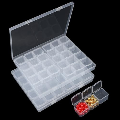 Segbeauty Cajas Pequeñas de Plastico, 2 Pcs Caja de Clasificación de 30 Compartimentos, Organizador de Tornillos de Transparente, Caja de Almacenamiento para Pintura Diamantes
