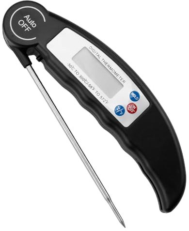 Digital Meat Thermometer, Foldable Long Probe Cooking Thermometer - Auto On/Off Instant Read -50 to 300 Degrees, Oil Thermometer for Deep Frying for Kitchen BBQ Water Meat Milk