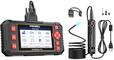 FOXWELL NT604E OBD2 Scanner with VS300 Car Endoscope, USB Micro-USB Type-C, 5.5mm Snake Camera, 1280 * 720P, IP67 Waterproof, 6 Brightness Adjustable LED Lights, Suitable for FOXWELL Car Diagnostic To