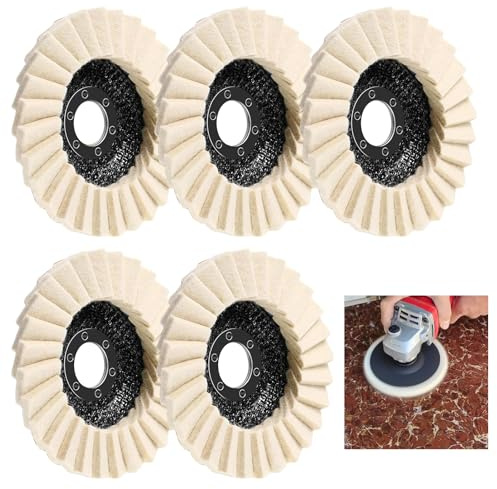 Lot de 5 disques de polissage, 125 mm x 22,2 mm, en feutre, pour meuleuse d'angle, flexible, brillant, en feutre de laine, pour le ponçage et le polissage de la peinture, du bois, de l'acier