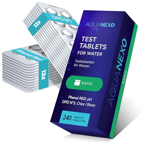 AQUANEXO Test Tablets for Pool pH and Chlor, Water Tester, Pool Test Tablets Chlorine and pH Value, Pool Test Kit, Hot Tub Accessories, Water Test Kit, Well Water Testing Kit, Spa (240)