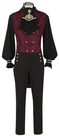 Costume steampunk pour homme - Manteau gothique pour homme - Frack médiéval avec boutons - Rétro victorien - Jupe de marche élégante - Prince royal - Cosplay - Costume d'Halloween