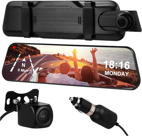 BEBEMOKO Cámara Tablero Coche Pantalla Táctil Dual Grabación Frontal y Trasera Visión Nocturna Monitor Parking Protección Vehículo