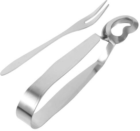DOITOOL Pinzas para Caracoles de Acero Inoxidable 2 Piezas Juego Tenedor de 2 Puntas Utensilios para Servir Mariscos Resistentes Corrosión y Calor Ideales para Restaurante y Cocina