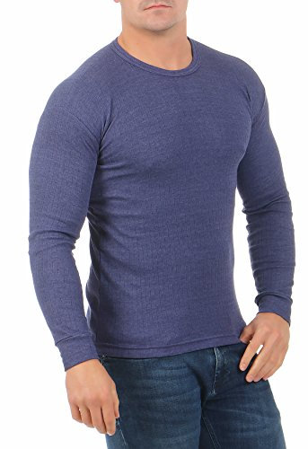 A&LE Fashion Herren Thermo-Unterhemd Langarm Innenfleece für den Winter warm Arbeitsbekleidung angeraut 4035 (7/XL, Blau)
