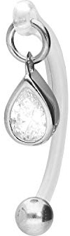 PIERCINGLINE PMFK Bananabell + acier chirurgical | Gouttes en cristal | Piercing intime du ventre | Choix de couleurs, Acier inoxydable