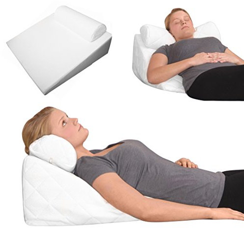 Supply24, cuscino ortopedico in viscosa Mini Reflux, cuscino di rialzo con cuscino cervicale, 58 x 50 x 27 cm, bianco neutro a temperatura neutra, morbido per leggere la televisione