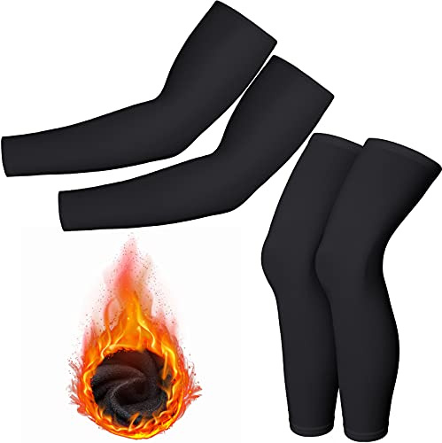 Boyiee 4 Pcs Thermal Arm Leg Warmers Cycling Compression Winter,Large