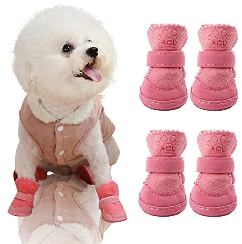 Taozoey Zapatos Perro, Botas Nieve para Perros, Protector de Pata de Botas para Perros, Antideslizante Perro Zapatos, Cálidos, cómodo y Durable, para Perros Pequeños y Medianos