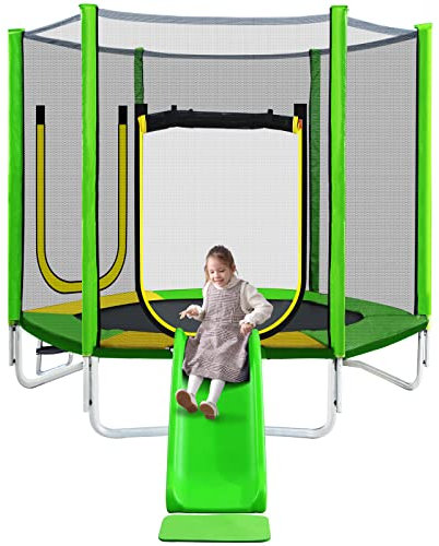 HUMNZR kindertrampolin,Trampolin mit Leiterkombination, UV-beständig wasserdichtes Outdoor-Trampolin für Kinder und Familien