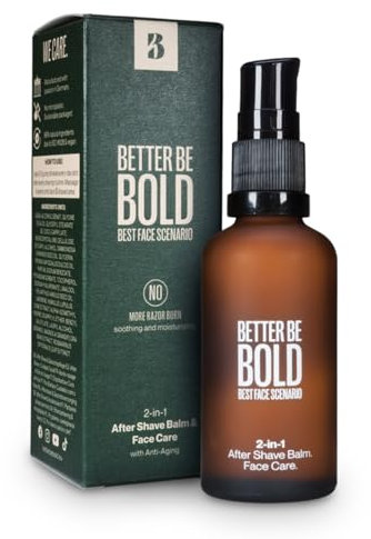 BETTER BE BOLD 2-in-1 After Shave Balm & Gesichtscreme | Hilft bei Rasurbrand & Rasierpickeln | Gegen Hautirritationen | Anti-Aging-Effekt | Mit Hyaluron | Von Barbieren empfohlen | 50ml
