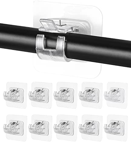 10 Pezzi Staffa per Asta Tende,Staffe Autoadesive per Aste，Supporti Trasparente per Ganci per Tendaggi Supporto Staffe，Tende Finestre Pvc Staffe Autoadesive，per Bagno,Soggiorno, Camera Da Letto